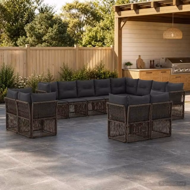 Set Divano da Giardino a L con Cuscini vidaXL Grigio