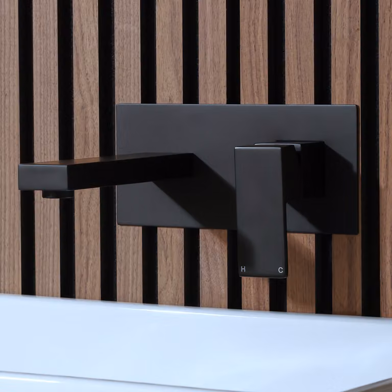 Rubinetto Miscelatore da Parete Moderno per Lavabo - Nero - Preto