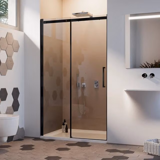 Porta Doccia 140 CM 198 CM Vetro Trasparente 8 MM Versione Sinistra mod. Prime Black