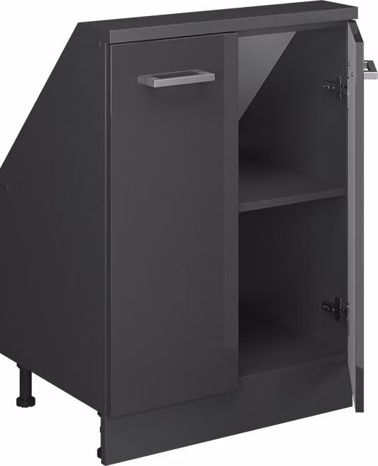 Mobile cucina sottotetto Vicco R-Line Antracite lucido 60 cm con 2 porte, Model 58248