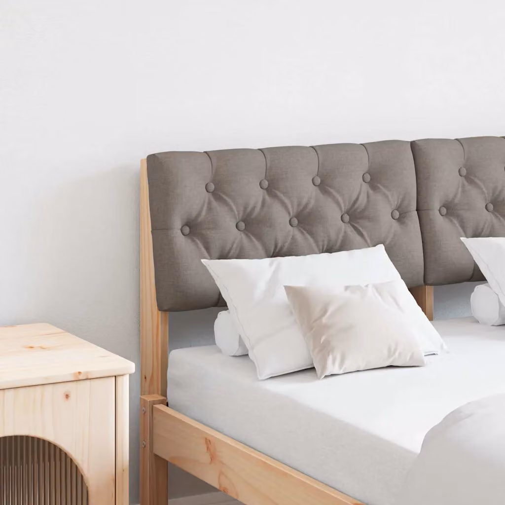 Testiera imbottita Talpa vidaXL in pino massello con tessuto, disponibile in beige, marrone o grigio, Larghezza: 120 cm