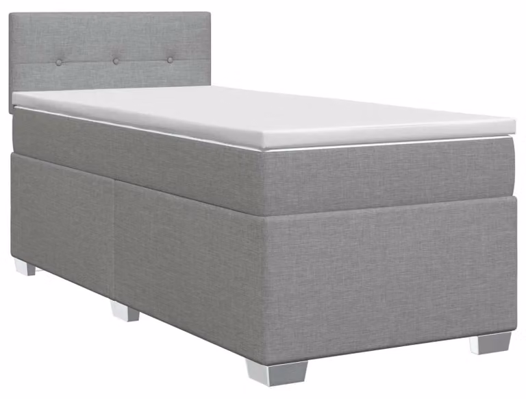 Letto a molle con materasso grigio chiaro 90 x 200 cm in tessuto