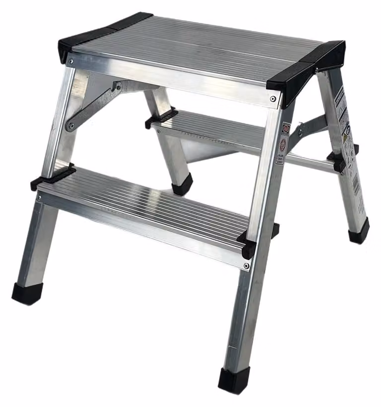 Scala in alluminio, scala multiuso, scala a pioli, scala domestica a due lati, 2 x 2 gradini