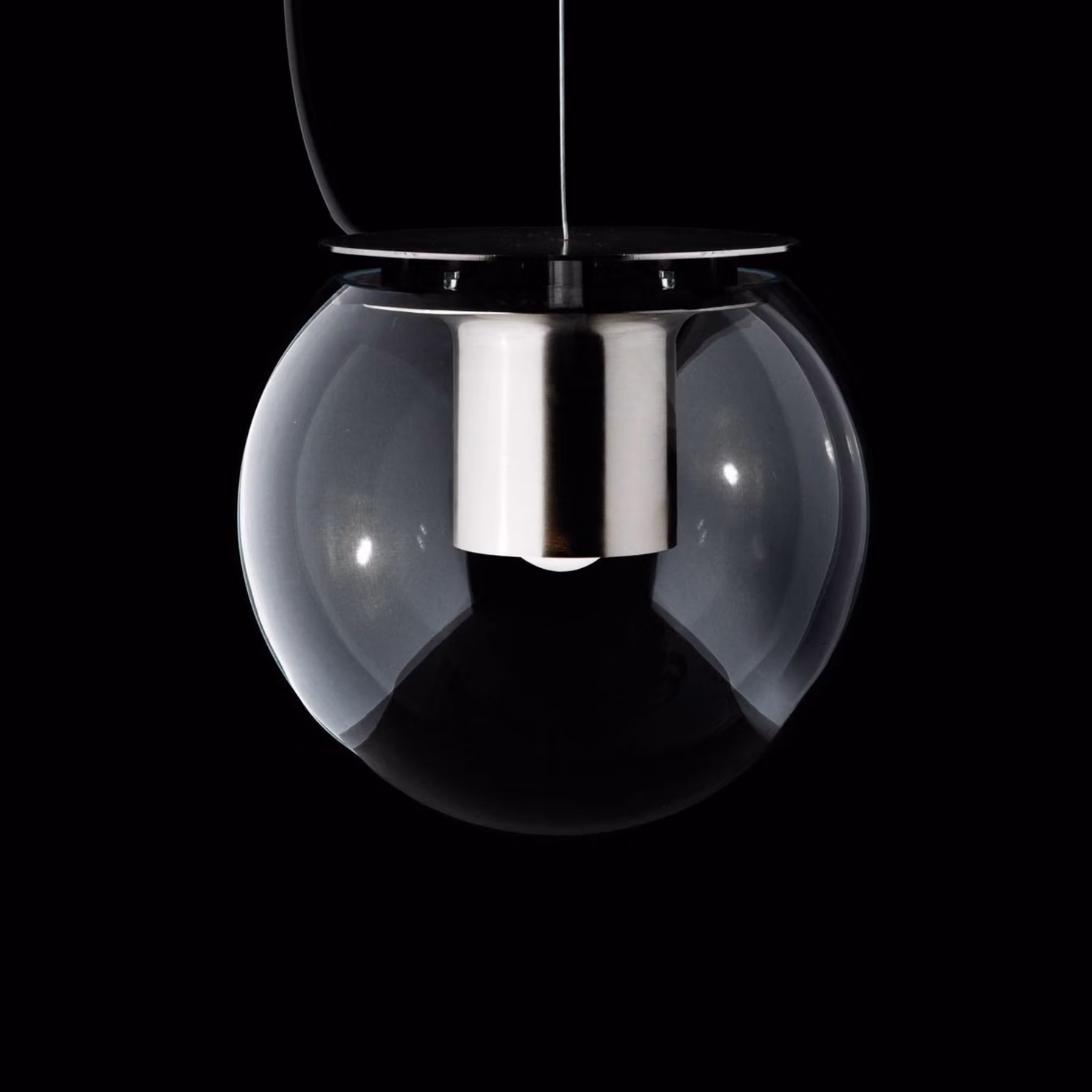 Oluce Lampada a sospensione The Globe, dimmerabile, Alluminio / Grigio / Zincato, Soggiorno / Sala da pranzo, Vetro, Design, Lampada a sospensione