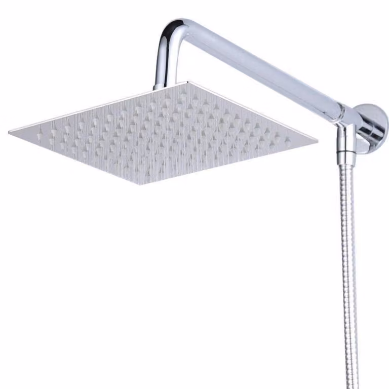 Rubinetto da incasso, 25 cm, quadrato, acciaio inossidabile, effetto specchio, finitura lucida