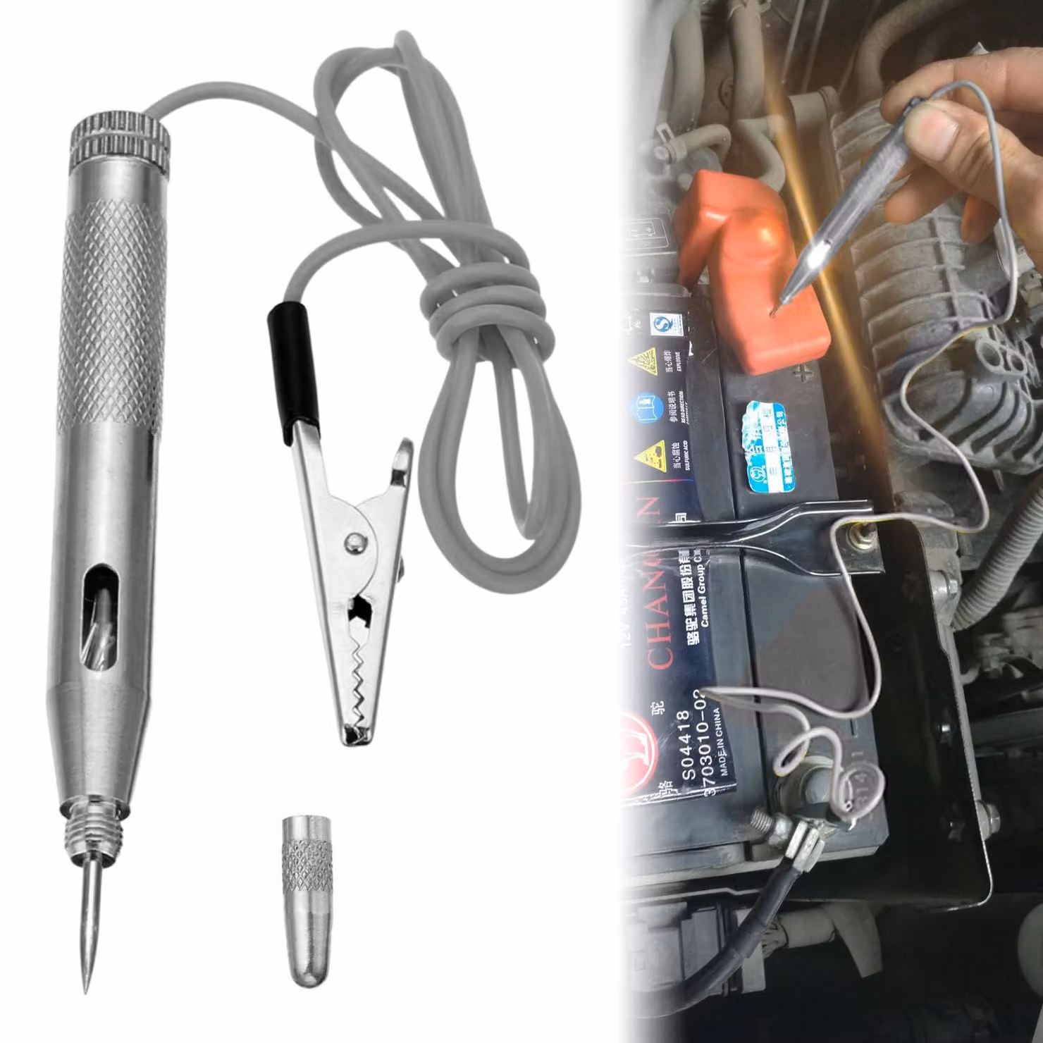 Tester per circuiti elettrici, per verificare la circolazione, compatibile con tensioni da 6 V, 12 V e 24 V, ideale per l'uso in ambito automobilistico