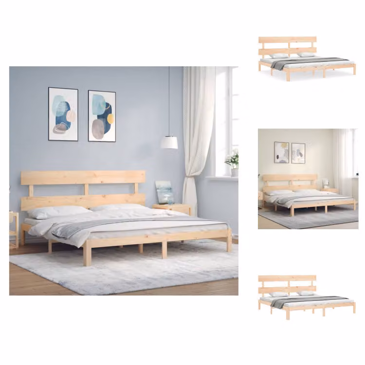 vidaXL Letto in legno massiccio con testiera 200x200 cm - Letti e strutture letto