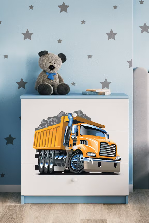 Cassettiera per bambini camion nel colore blu Babydreams
