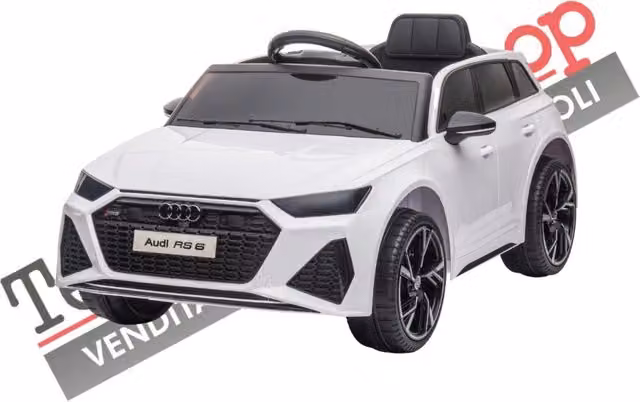 Auto Elettrica Audi RS6 per Bambini TECNOBIKE SHOP, Colore Bianco, 12V con Batteria Ricaricabile e Telecomando – 1