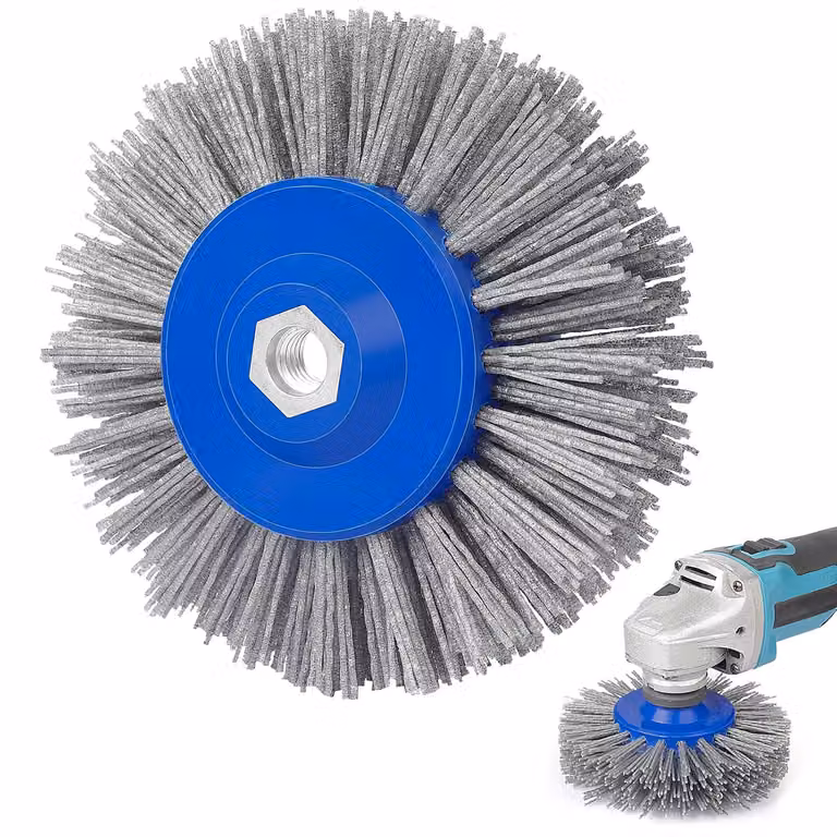Spazzola abrasiva in nylon, grana 60, diametro 150 mm, per lucidatrice con attacco filettato M14