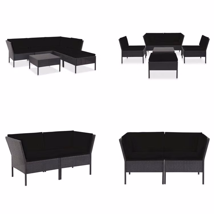 vidaXL set salotto da giardino 6 pezzi con cuscini in poly rattan nero - set salotto da giardino - set salotto da giardino - salotto da giardino - salotti da giardino