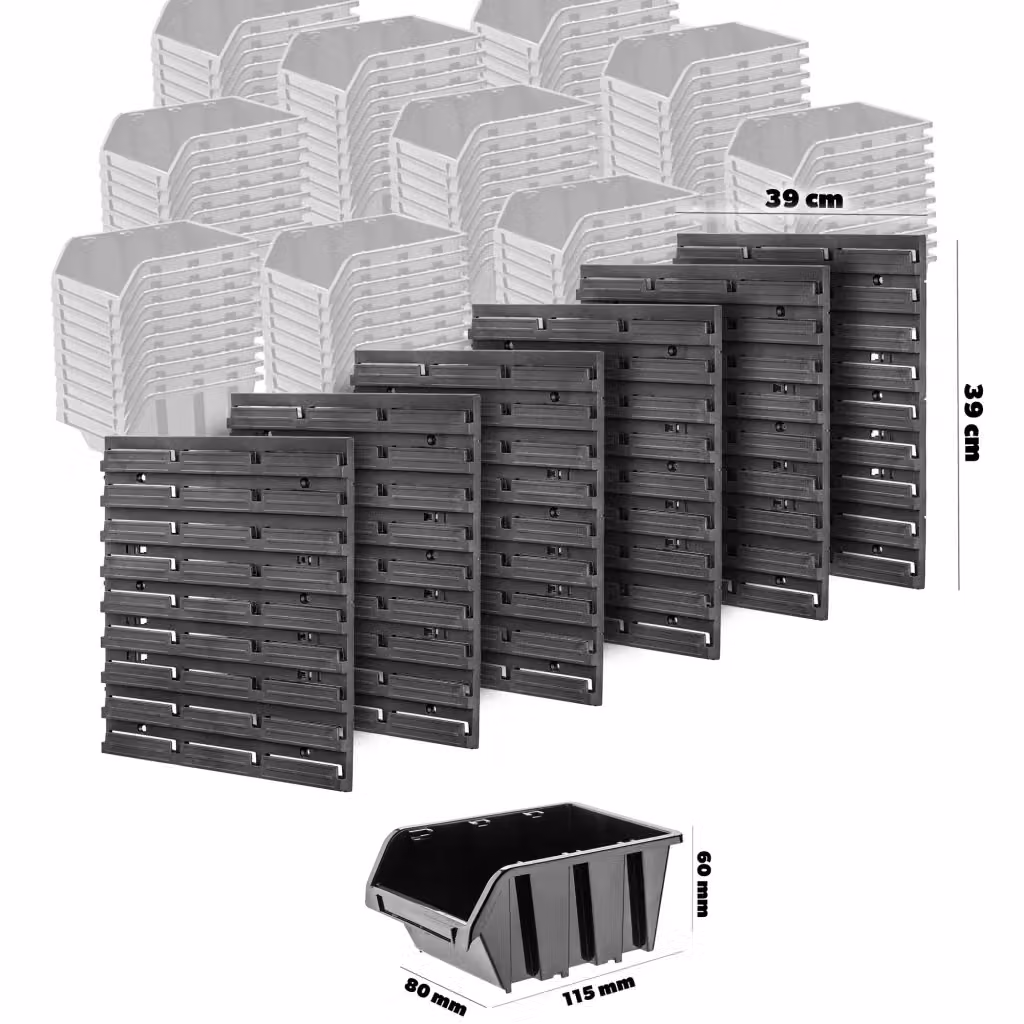Pannello portautensili da parete KADAX nero in plastica per officina e garage, L: 117 cm, H: 78 cm – 2