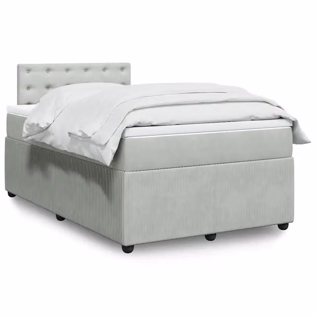 Letto Ibrido vidaXL con Materasso Grigio Chiaro e Rivestimento in Velluto L/P/H: 120 x 200 cm