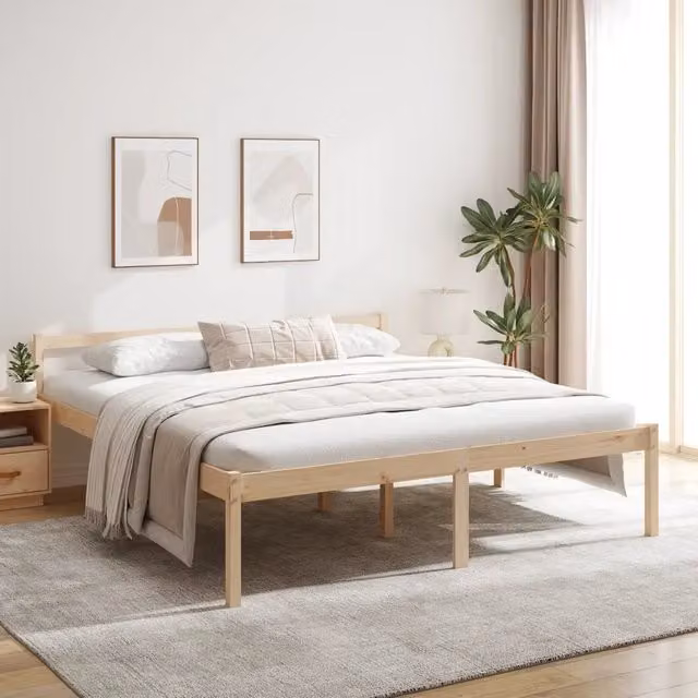 Letto per anziani vidaXL in legno massello di pino bianco, L/P/H: 200 x 200 x 70.5 cm – 1
