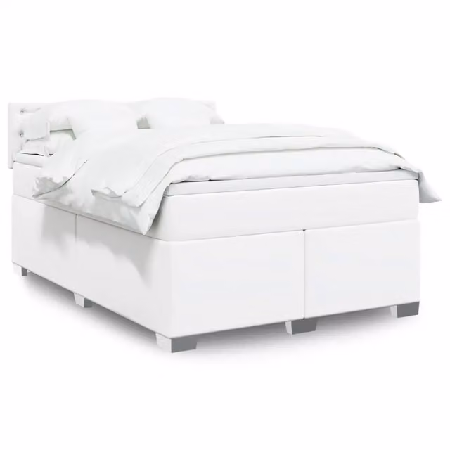 Letto con Giroletto a Molle e Materasso vidaXL in Similpelle Bianco L/P/H: 140 x 190 x 100,5 cm