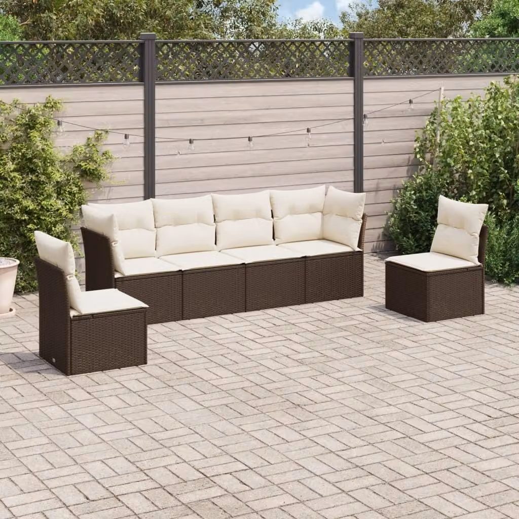 Maison Exclusive - Set Divano da Giardino 6 pz con Cuscini Marrone in Polyrattan