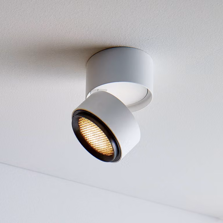 LOOM DESIGN Ray Faretto da soffitto LED Ø9,3cm 13W bianco Ray, dimmerabile, Bianco / Opale, Soggiorno / Sala da pranzo, Alluminio, Moderno