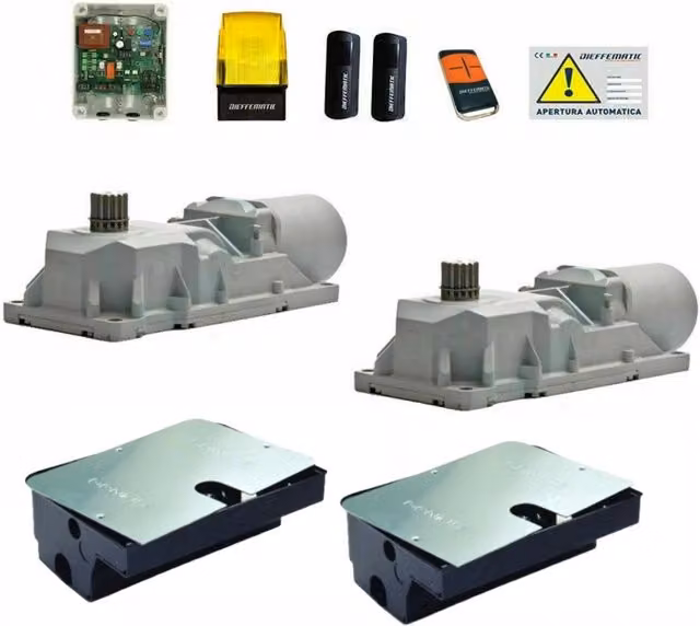 KIT ROLLER DFM 230 V CON CASSE AUTOMAZIONE CANCELLO DUE ANTE BATTENTI INTERRATO