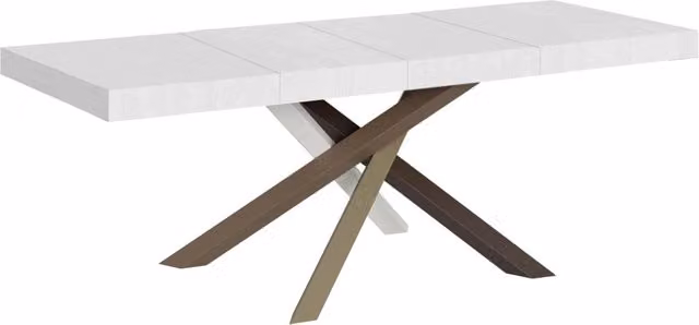 Tavolo Allungabile Volantis Premium GIORDANOSHOP Bianco Frassino con Telaio a 4 Gambe L: 200-460 cm, P: 90 cm, H: 77 cm