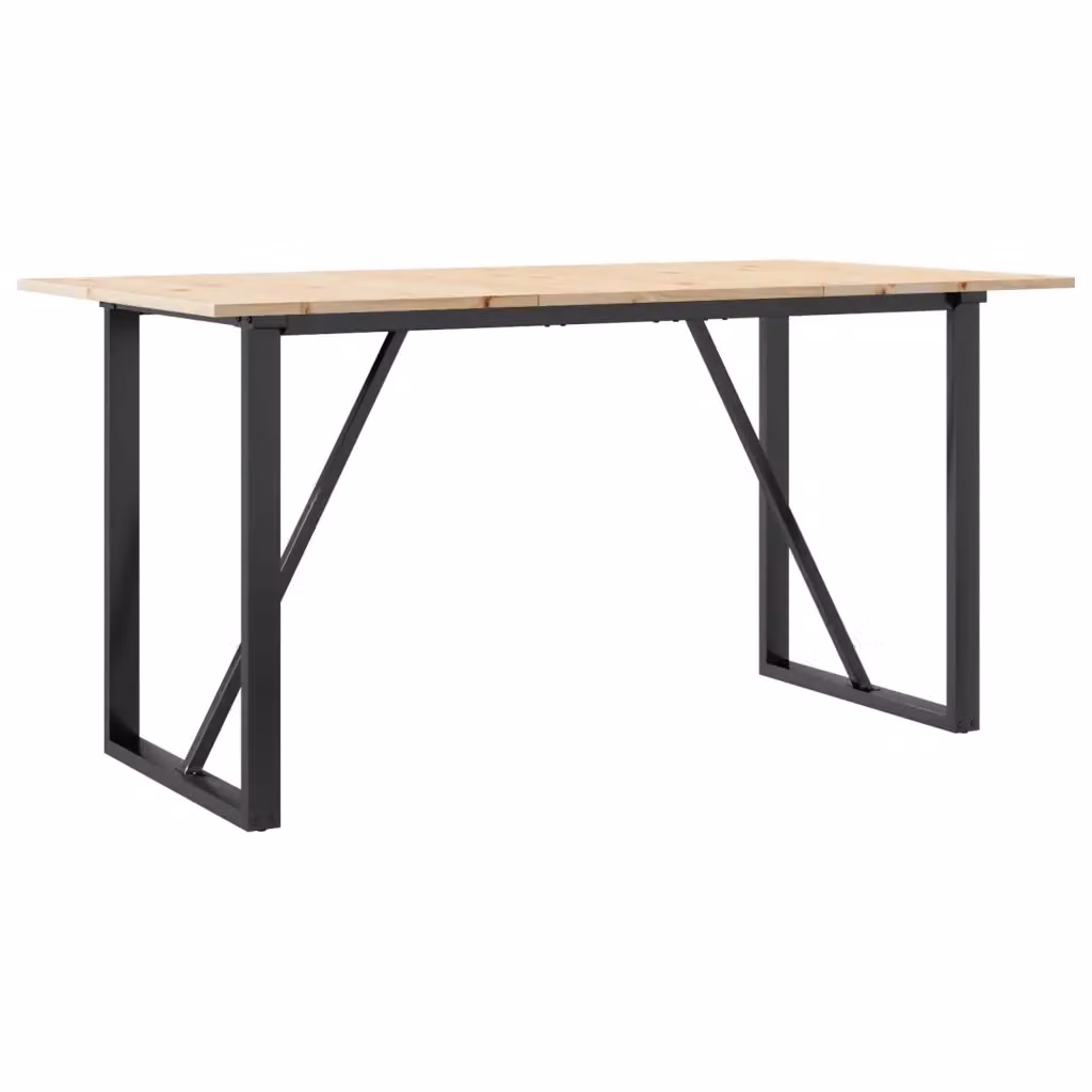 vidaXL Tavolo da Pranzo Rettangolare in Legno di Pino e Metallo Marrone L: 140 cm, P: 80 cm, H: 75 cm – 2