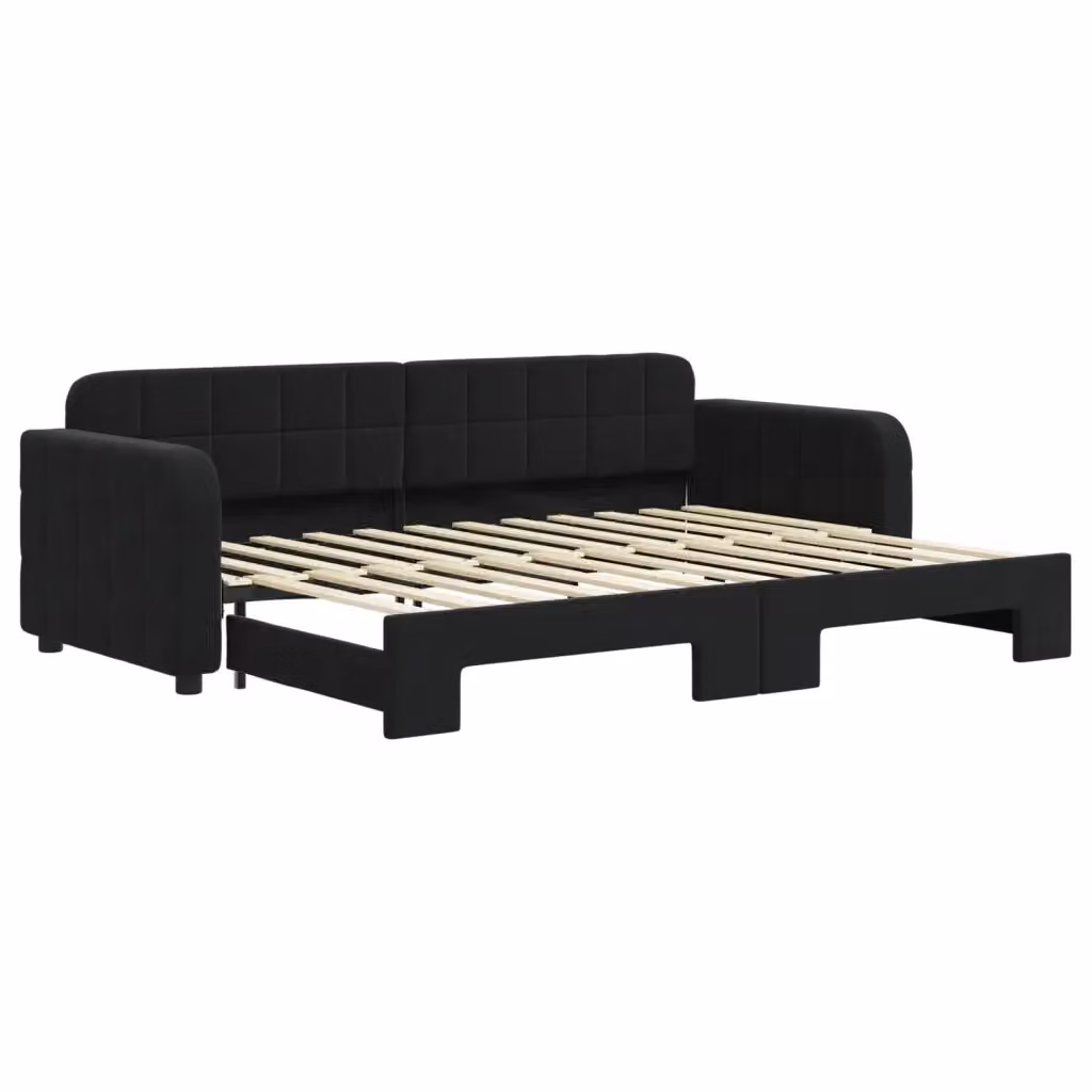 Divano Letto con Letto Estraibile Nero in Velluto vidaXL – 2