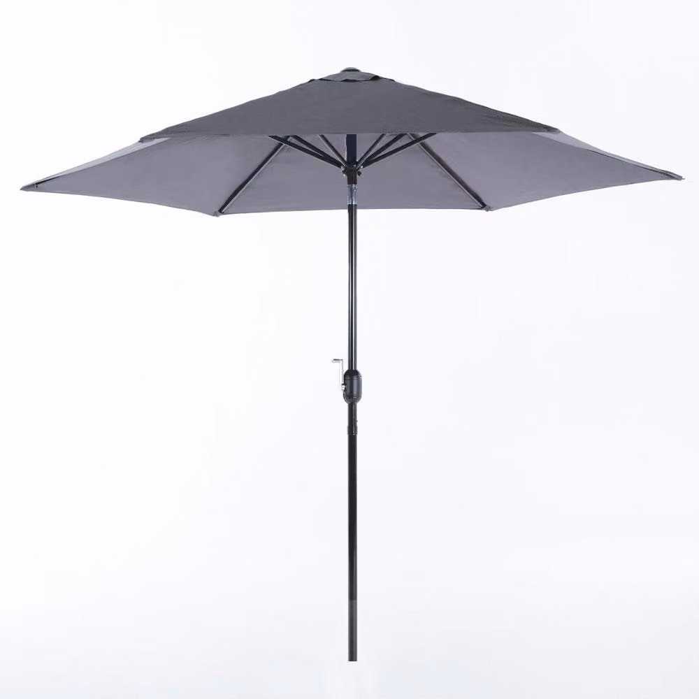 Ombrellone esagonale Ø 270 cm in alluminio con rivestimento idrorepellente e apertura a manovella – inclinabile, robusto e ideale per giardino, terrazza e patio – LEVANTE – Grigio
