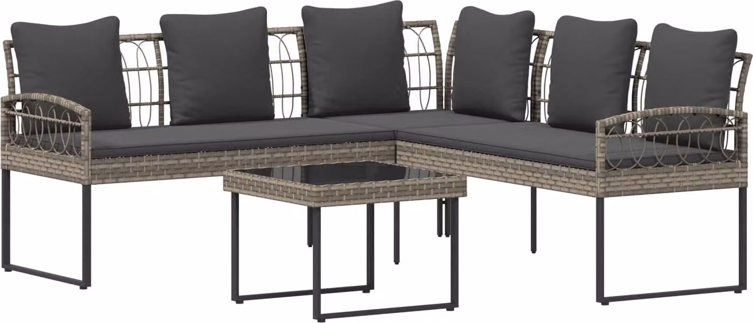 Set Divano da Giardino con cuscino 2 pcs Grigio