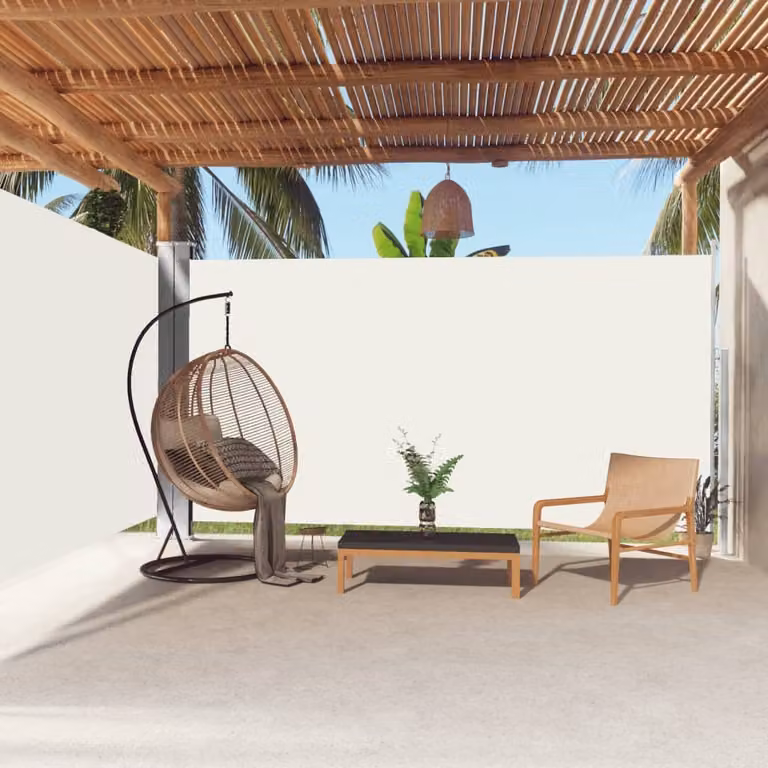 The Living Store Tenda laterale estensibile Crema 200x600 cm
