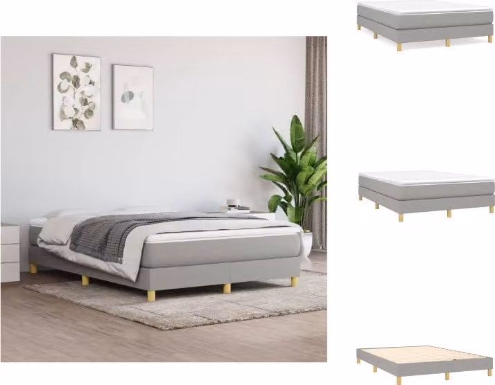 vidaXL Letto a molle con materasso grigio chiaro 140x200 cm in tessuto - Letti & strutture letto