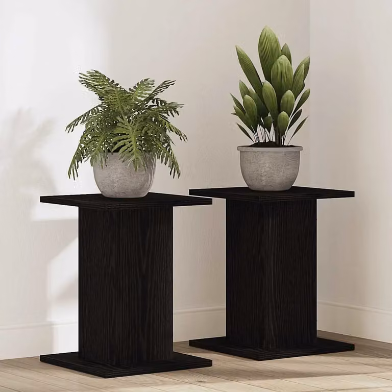 Set di 2 supporti per piante vidaXL in legno MDF nero, L/P/H: 30 x 30 x 40 cm