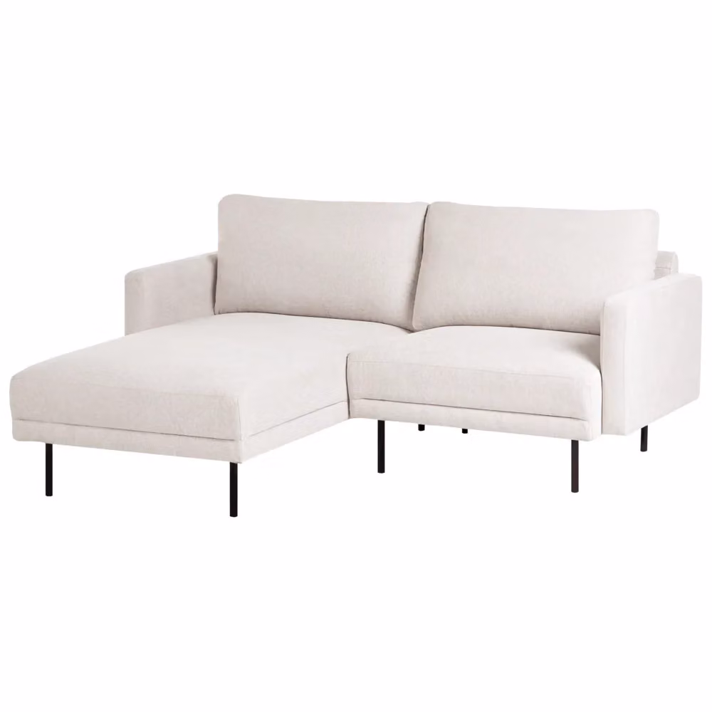 Divano angolare Beliani a 2 posti in tessuto beige con gambe in metallo, design moderno e minimalista, L/P/H: 192 x 155 x 85 cm – 2