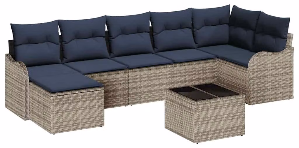 Set di divani da giardino in rattan grigio