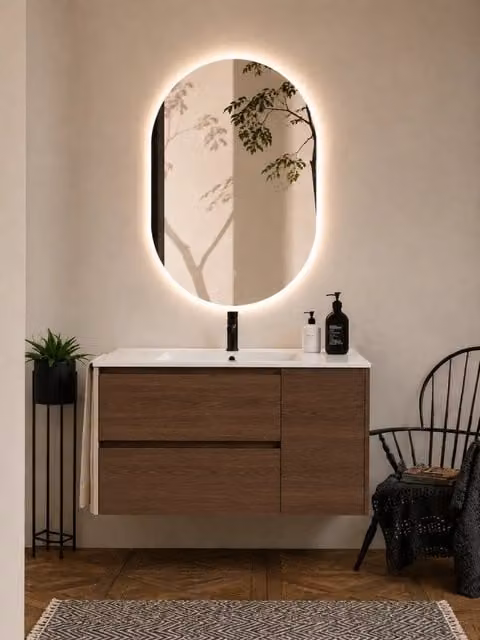 Mobile bagno con lavabo ORIGENBATH ITACA senza specchio 80x40 cm frassino tea