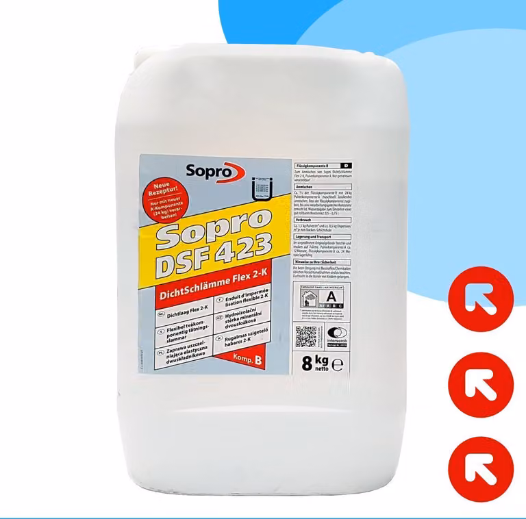 SOPRO DSF 423 DichtSchlämme Flex 2-K komp.B Impermeabilizzante 8 KG