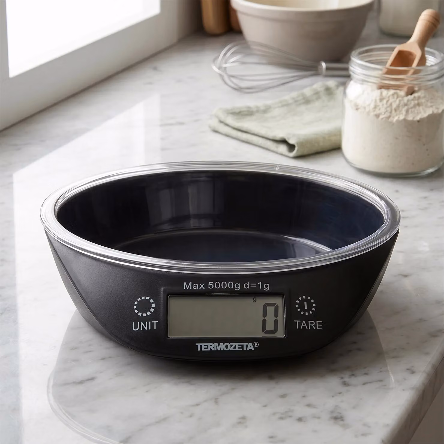 Bilancia da cucina elettronica digitale Termozeta, capacità 5 kg, nera e trasparente – 2