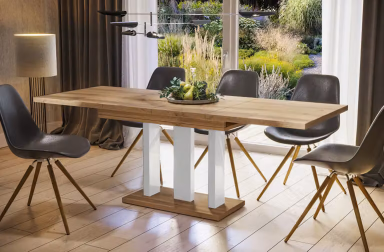 Tavolo da pranzo Endo-Moebel "Appia White" 130cm - 210cm tavolo a colonna allungabile tavolo da cucina (rovere Wotan)