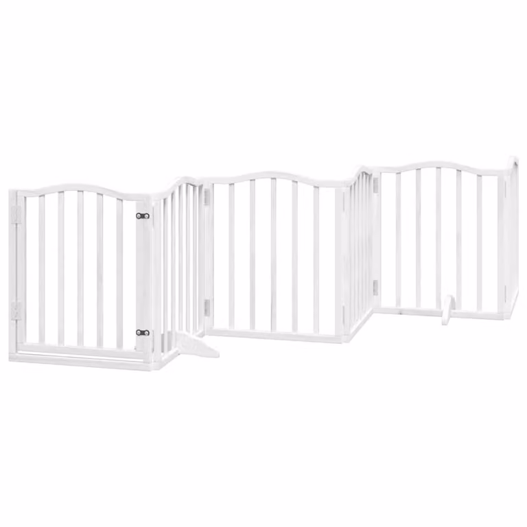 Cancello Cani Porta Pieghevole Bianco 6 Pannelli 300 cm Pioppo