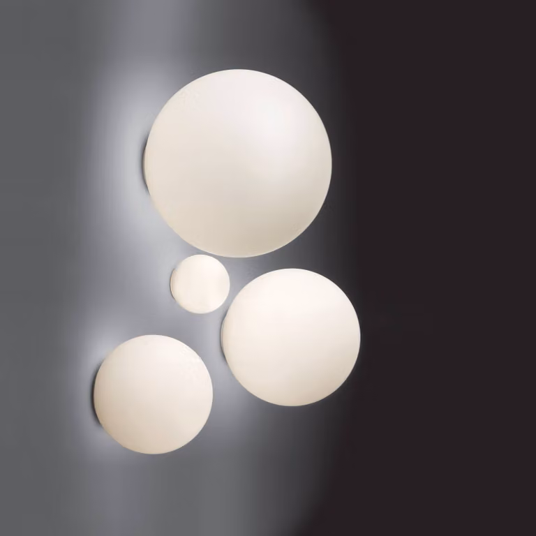 Artemide Applique da parete di design Dioscuri, dimmerabile, Bianco / Opale, Corridoio, Vetro, Design, Applique