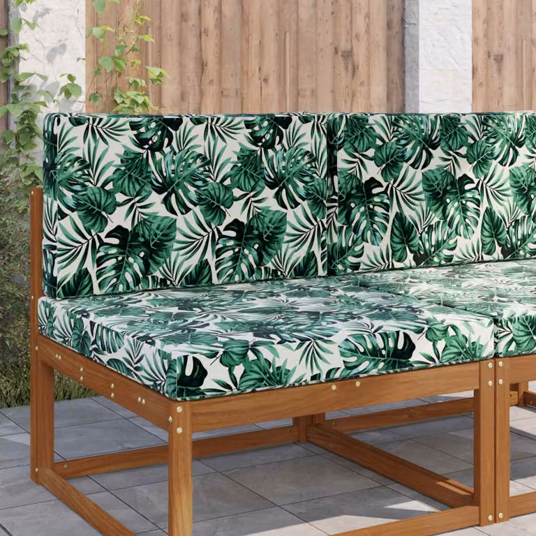 vidaXL Cuscino per divano da esterno verde con motivo floreale in poliestere e imbottitura in scaglie di schiuma, L 80 x P 80 x H 80 cm