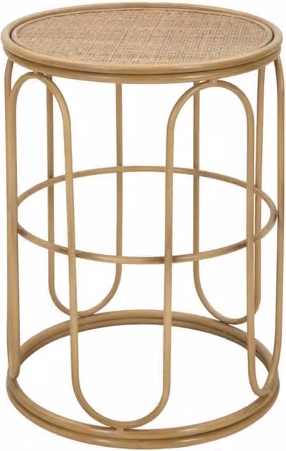 Tavolino rotondo Samui in ferro e rattan — O 40x55 cm