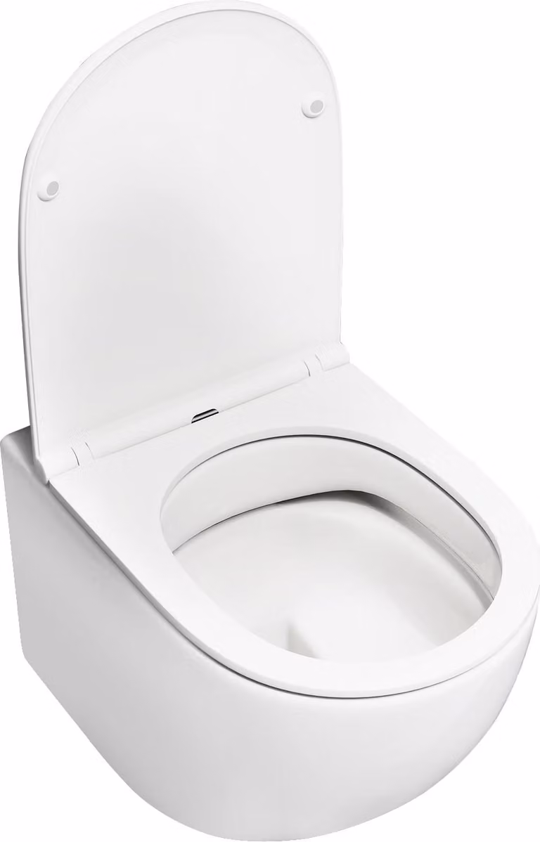 WC sospeso, doppio scarico, sedile a chiusura ammortizzata, bianco