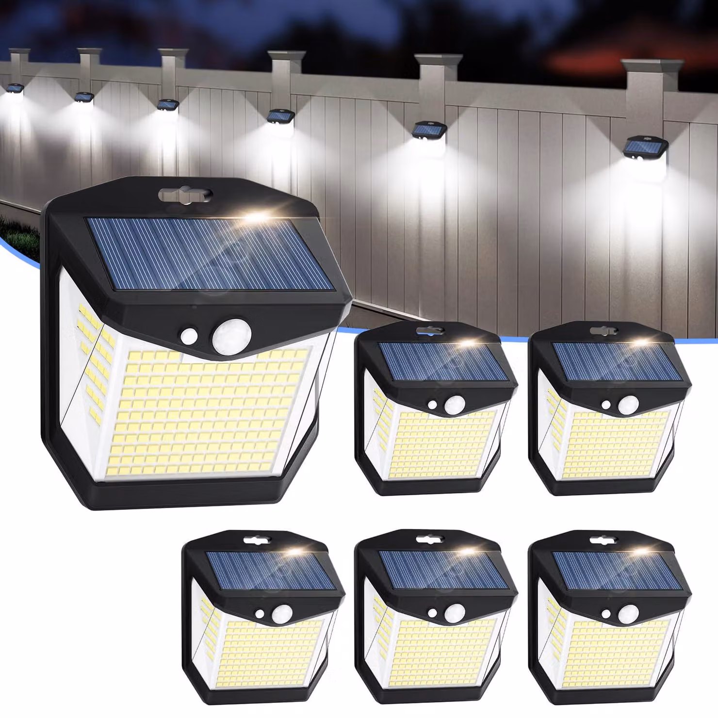 Lampada solare con sensore di movimento, 248 LED, confezione da 6, grado di protezione IP65