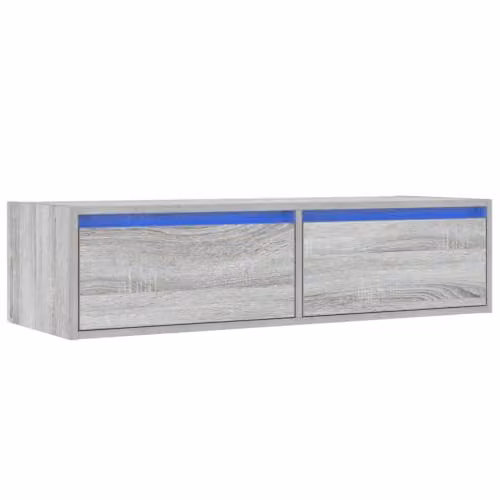 Helloshop26 Mobile TV da parete con luci a LED, 100 x 35 x 25 cm, in legno di ingegneria, colore: grigio 02_0051332