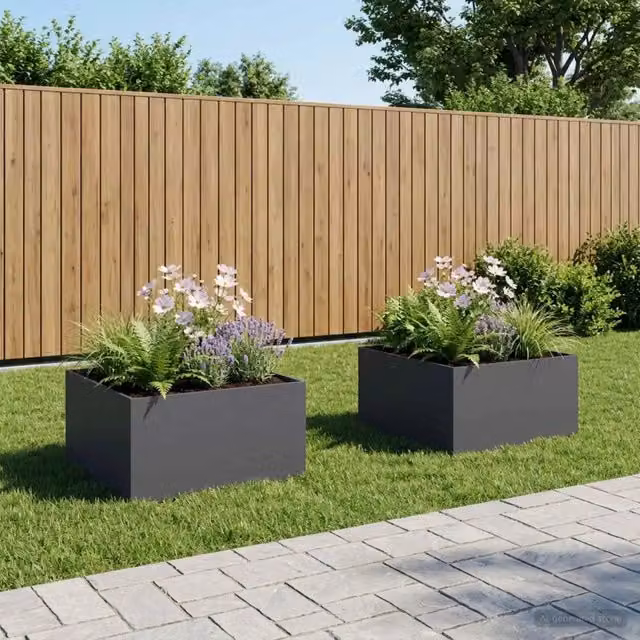 Vaso da giardino 2 pz Antracite 80 x 80 x 40 cm 8005111