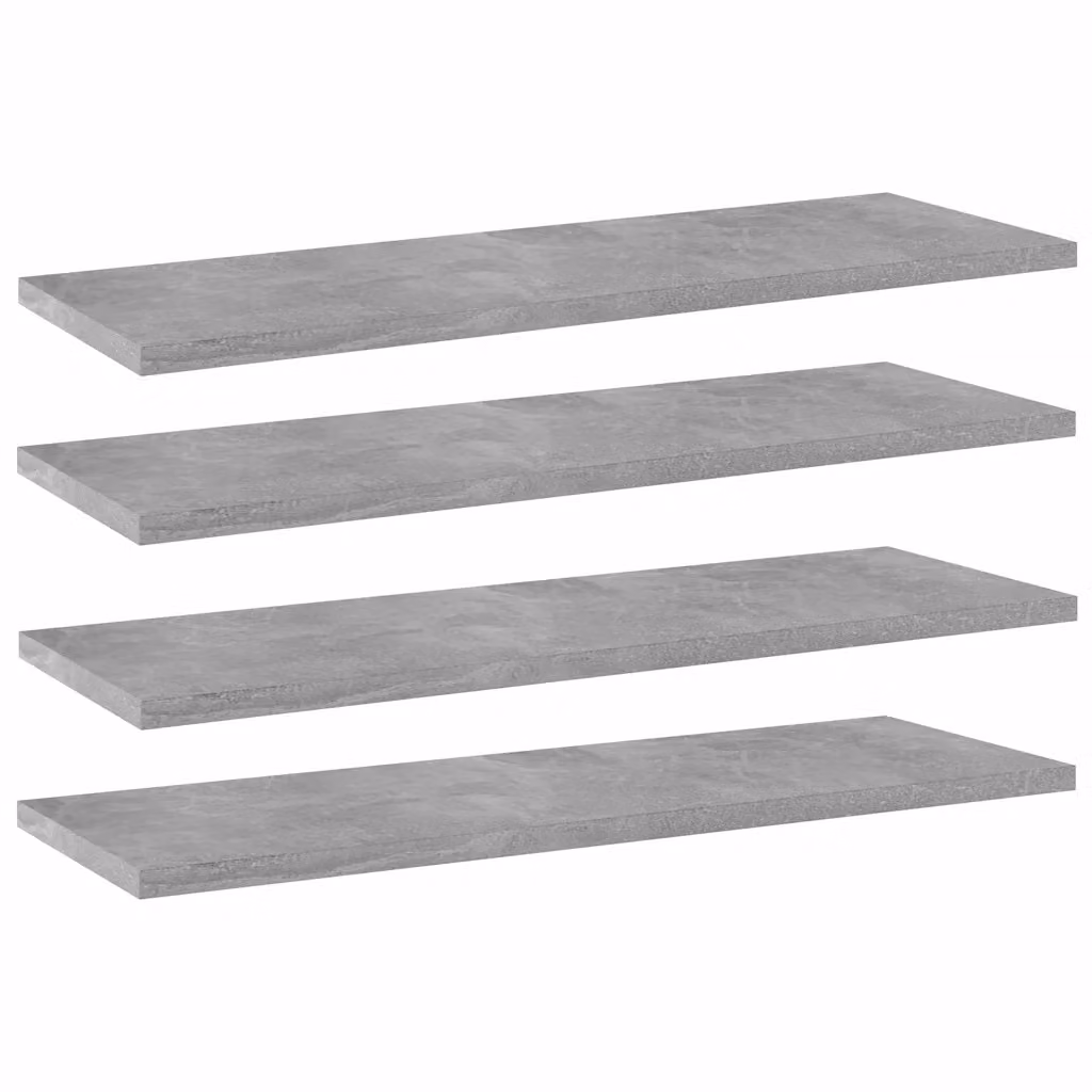 Set di 4 ripiani per libreria vidaXL in legno multistrato, colore grigio cemento, L 60 cm x P 20 cm x H 1,5 cm