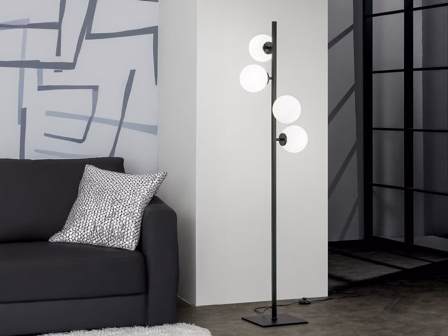 Lampada da terra Enoire bianco-nero altezza 150 cm