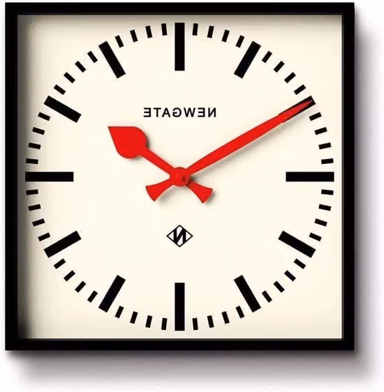 Orologio Ferroviario a Muro - Orologio Quadrato - Orologio da Cucina - Orologio da Ufficio - Orologio Retro - Orologio Designer - Orologio da Stazione - Orologio a Marchio (Mani Rosse)
