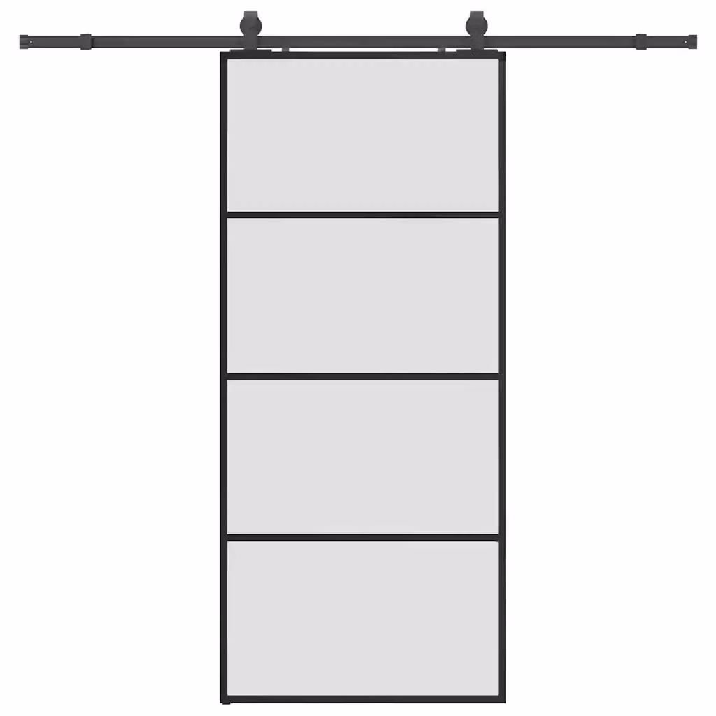 Porta Scorrevole Moderna vidaXL in Vetro Trasparente con Ferramenta Nera, L: 90 cm, H: 205 cm – 2