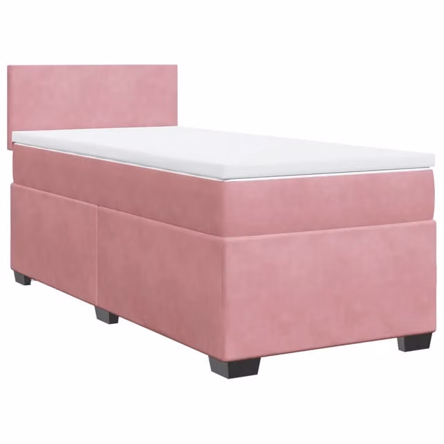 Letto singolo | Letto per adulti | Giroletto a Molle con Materasso Rosa 80x200 cm in Velluto