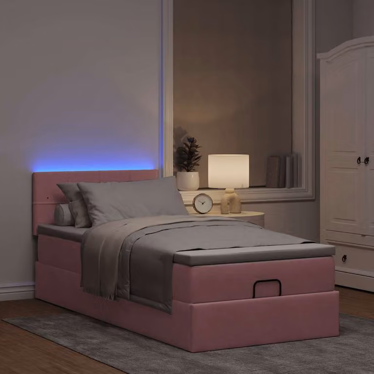 Maison Exclusive - Letto ottomano con materasso e LED rosa 80x200 cm velluto